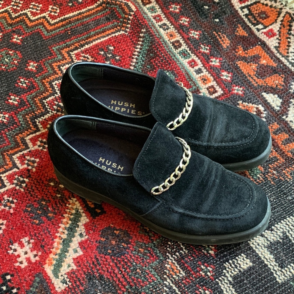 Hush Puppies Black Suede Loafers